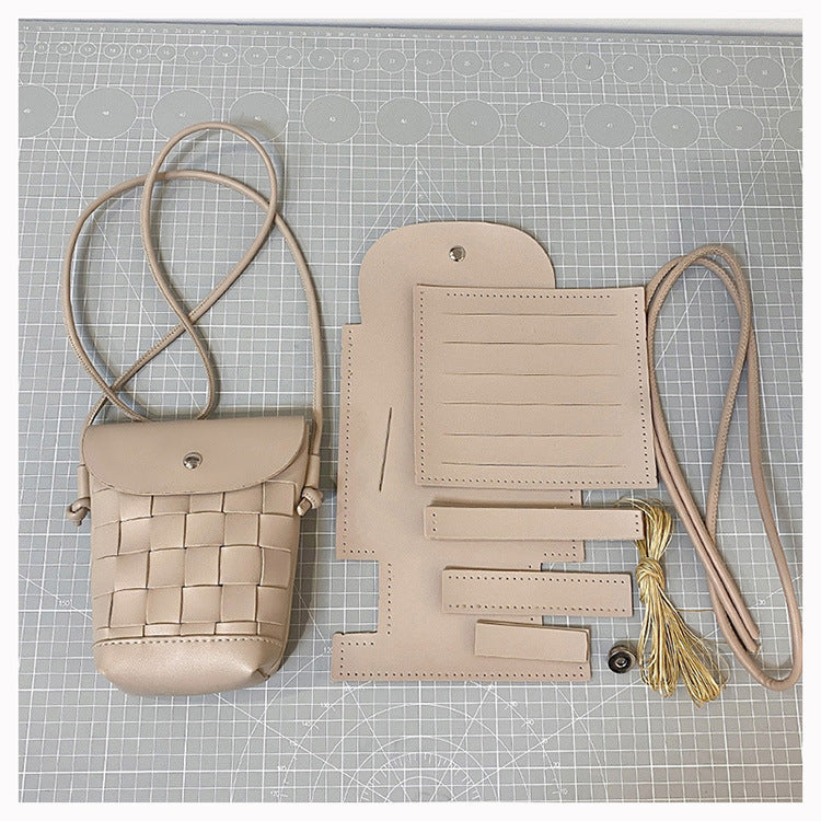 DIY Handmade Crossbody & Handbag Kit for Beginners – Pre-Cut PU Leather Sewing Set with Video Tutorial, Multi-Way Wear Gift Bag