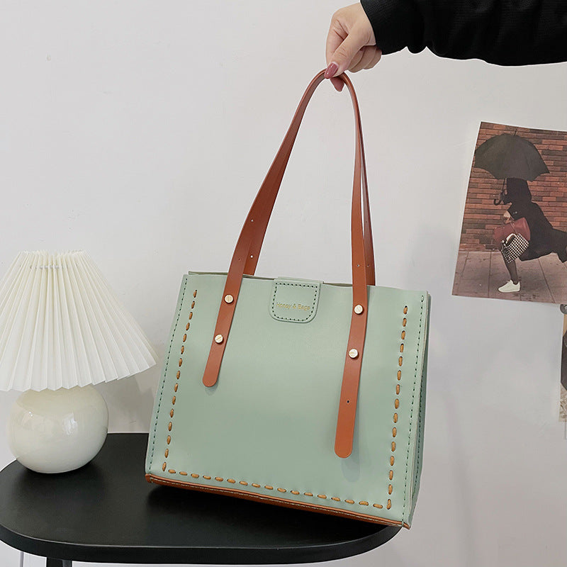 DIY PU Leather Tote Bag Kit for Beginners | Handmade Shoulder Handbag Sewing Craft Set with Video Tutorial | Large Capacity DIY Purse