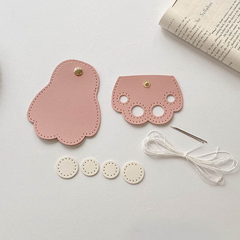 DIY Cat Paw Coin Purse Kit – Handmade PU Leather Mini Pouch & Bag Charm Craft Kit for Beginners with Video Tutorial