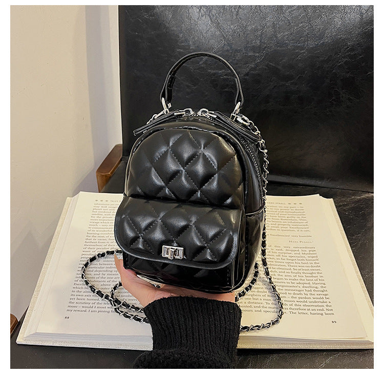 DIY PU Leather Backpack Kit for Beginners – Mini Hand Sewing Backpack with Video Tutorial, Pre-Cut & Pre-Punched Materials, White/Black