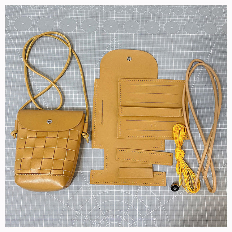 DIY Handmade Crossbody & Handbag Kit for Beginners – Pre-Cut PU Leather Sewing Set with Video Tutorial, Multi-Way Wear Gift Bag