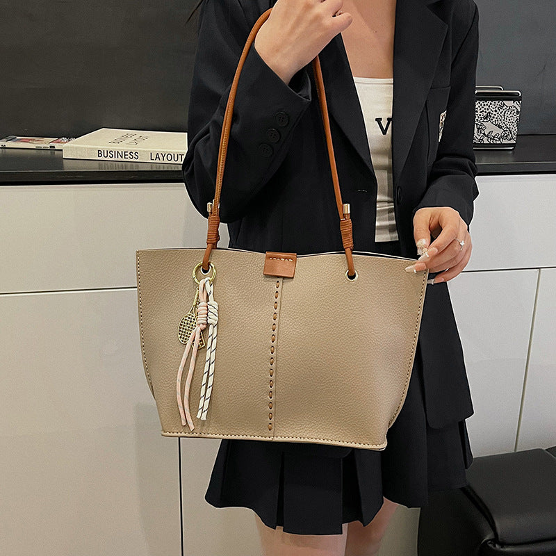 DIY Leather Tote Bag Kit for Beginners – Handmade Shoulder Bag Sewing Craft Set with Pre-Cut PU Leather & Video Tutorial