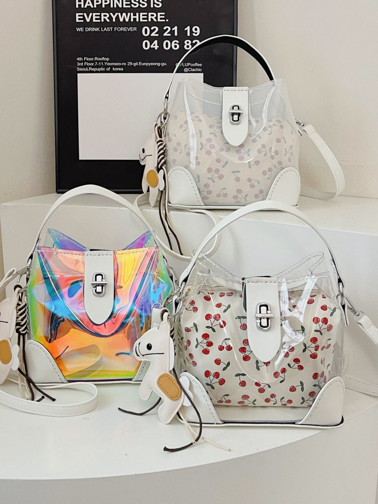 DIY Transparent Cherry Print PVC Handbag Kit | Cute Sweet Crossbody Purse Craft Set with Video Tutorial