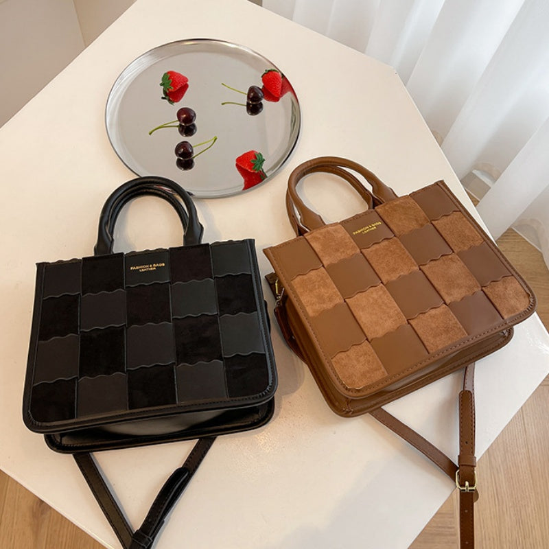 DIY PU Leather Handbag Kit for Beginners – Handmade Shoulder & Tote Bag Sewing Craft Set with Video Tutorial, Black/Brown