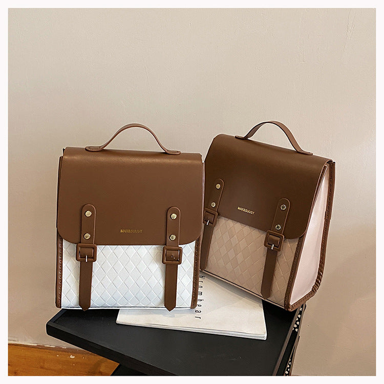 DIY PU Leather Tote Bag Kit for Beginners – Pre-Cut Hand Sewing Handbag with Video Tutorial, White/Khaki/Black