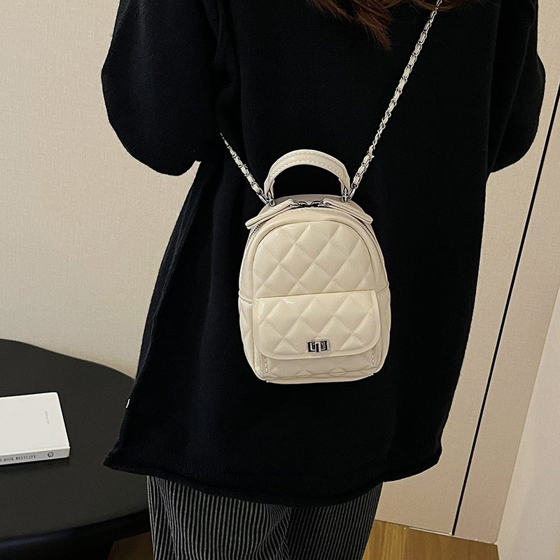 DIY PU Leather Backpack Kit for Beginners – Mini Hand Sewing Backpack with Video Tutorial, Pre-Cut & Pre-Punched Materials, White/Black