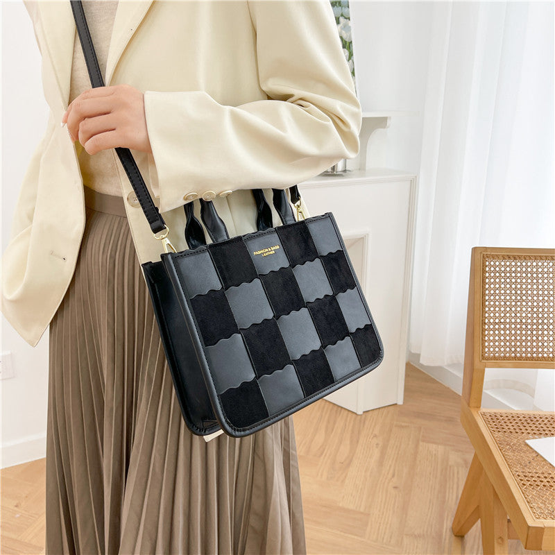 DIY PU Leather Handbag Kit for Beginners – Handmade Shoulder & Tote Bag Sewing Craft Set with Video Tutorial, Black/Brown