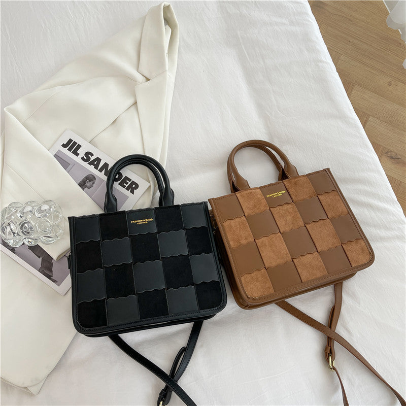 DIY PU Leather Handbag Kit for Beginners – Handmade Shoulder & Tote Bag Sewing Craft Set with Video Tutorial, Black/Brown