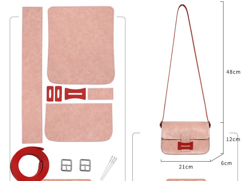 DIY Genuine Leather Shoulder Bag Kit – Handmade Cowhide Crossbody Bag Craft Set for Beginners with Video Tutorial (Elegant Daily Style)