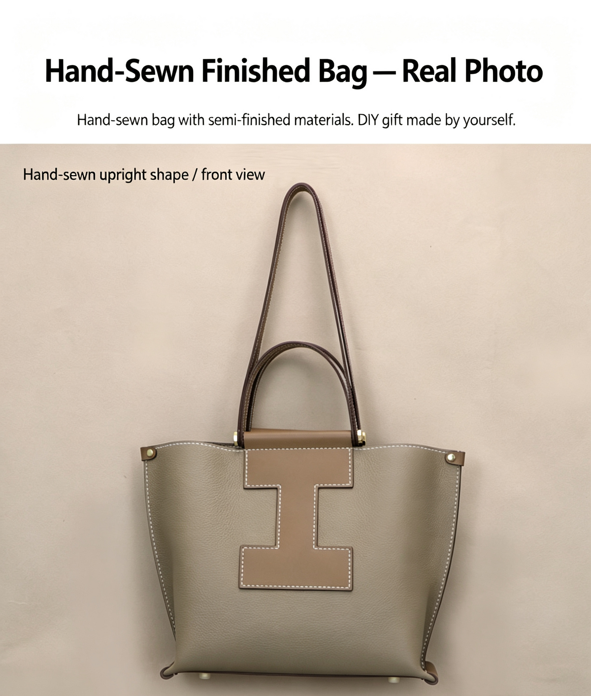 DIY Leather Shoulder Bag Kit – Beginner Large Top-Grain Cowhide Handbag