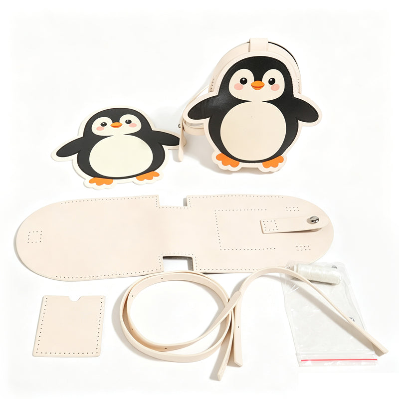 DIY Cartoon Crossbody Bag Kit for Kids & Adults | Handmade PU Leather Parent-Child Craft Sewing Kit with Video Tutorial