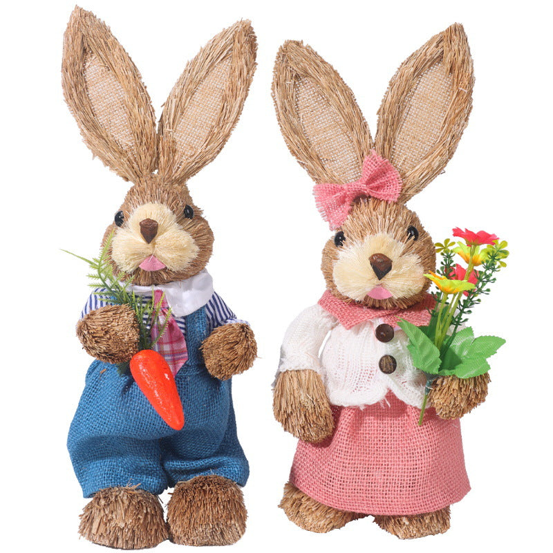 DIY Straw Bunny Craft Kit | Handmade Woven Rabbit Family Set | Spring Easter Home Decor & Mother’s Day Creative Gift
