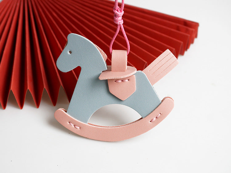 DIY Rocking Horse Keychain Kit for Beginners – Handmade PU Leather Bag Charm & Key Pendant with Video Tutorial