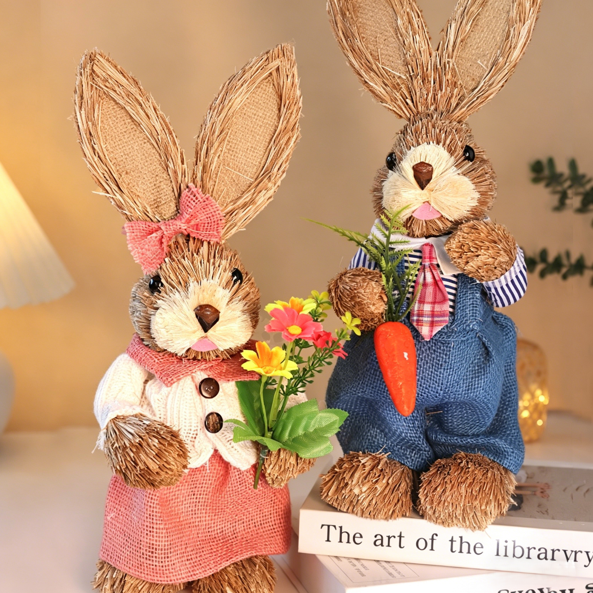 DIY Straw Bunny Craft Kit | Handmade Woven Rabbit Family Set | Spring Easter Home Decor & Mother’s Day Creative Gift