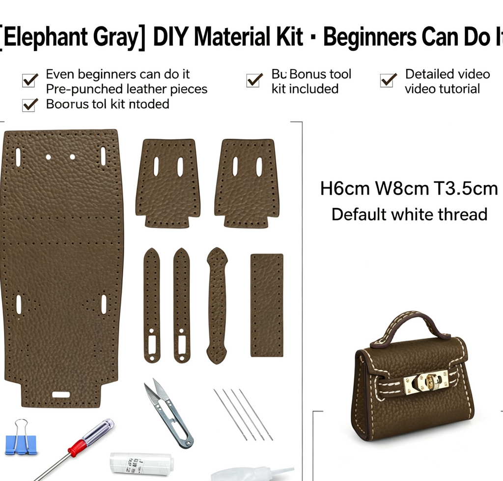 DIY Mini Leather Bag Charm Kit – Beginner Cowhide Bag Pendant & Handmade Gift