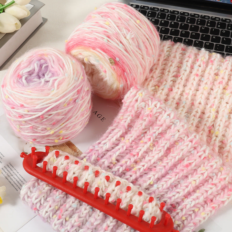 DIY Gradient Scarf Knitting Kit for Beginners – Easy Handmade Rainbow Scarf Set with Video Tutorial & Weaving Tool Included