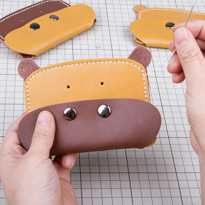 DIY Leather Card Holder Kit for Beginners – Handmade Waxed Leather Card Wallet with Video Tutorial & Complete Craft Set
