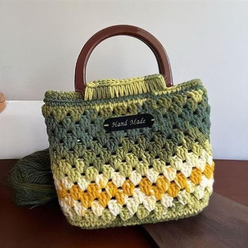 DIY Crochet Tote Bag Kit – Handmade Cotton Yarn Handbag Craft Set for Beginners with Video Tutorial