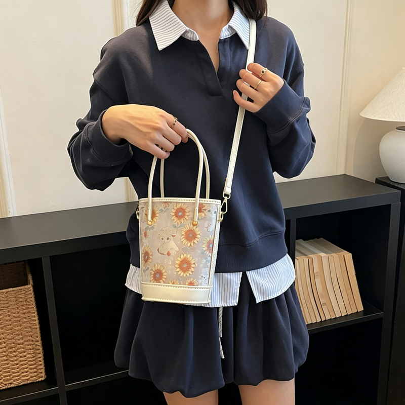 DIY PU Leather Bucket Bag Kit | Handmade Crossbody Shoulder Bag Craft Set for Beginners with Video Tutorial