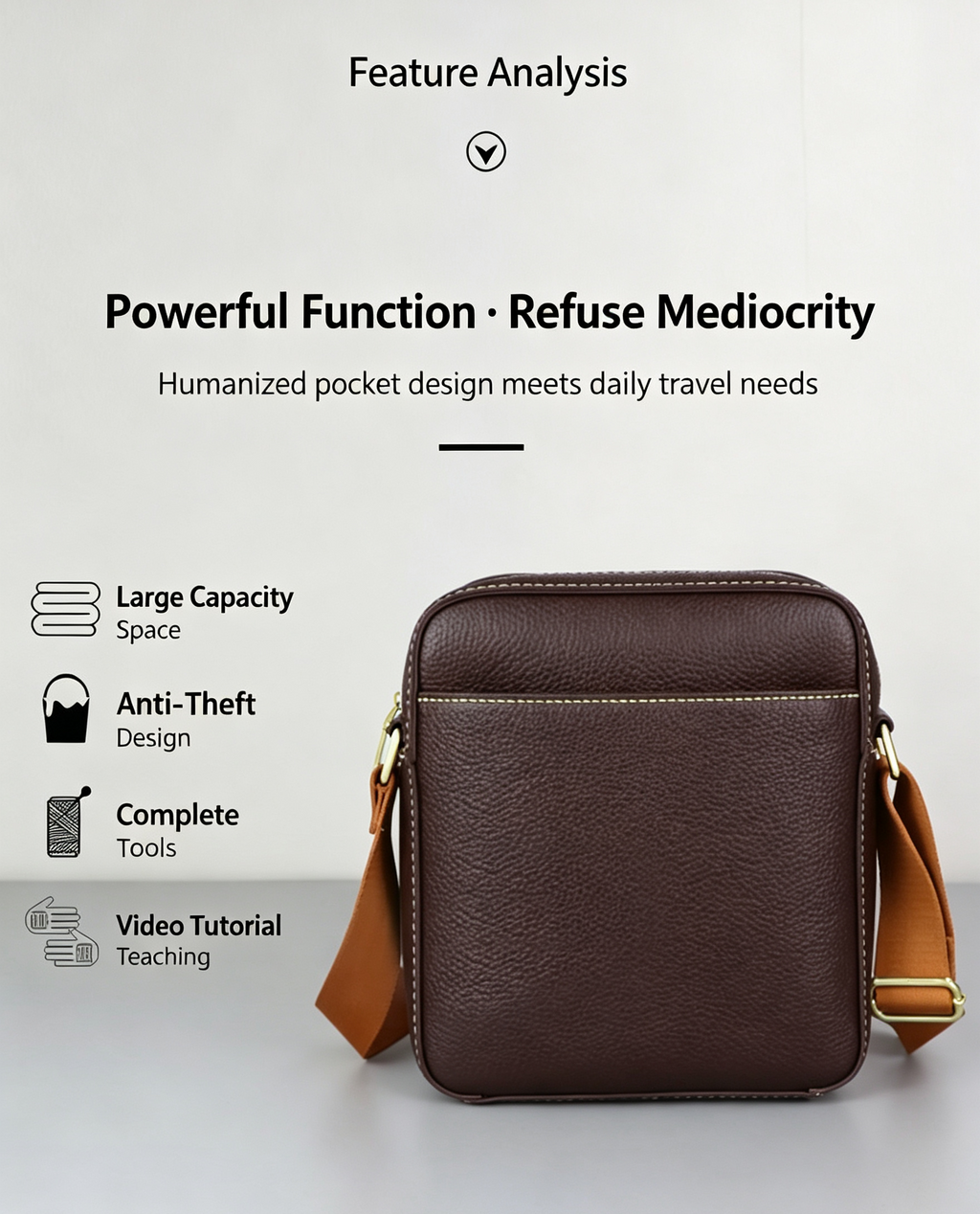 DIY Leather Crossbody Bag Kit for Beginners – Genuine Leather Shoulder Bag Making Set with Video Tutorial & Complete Materials