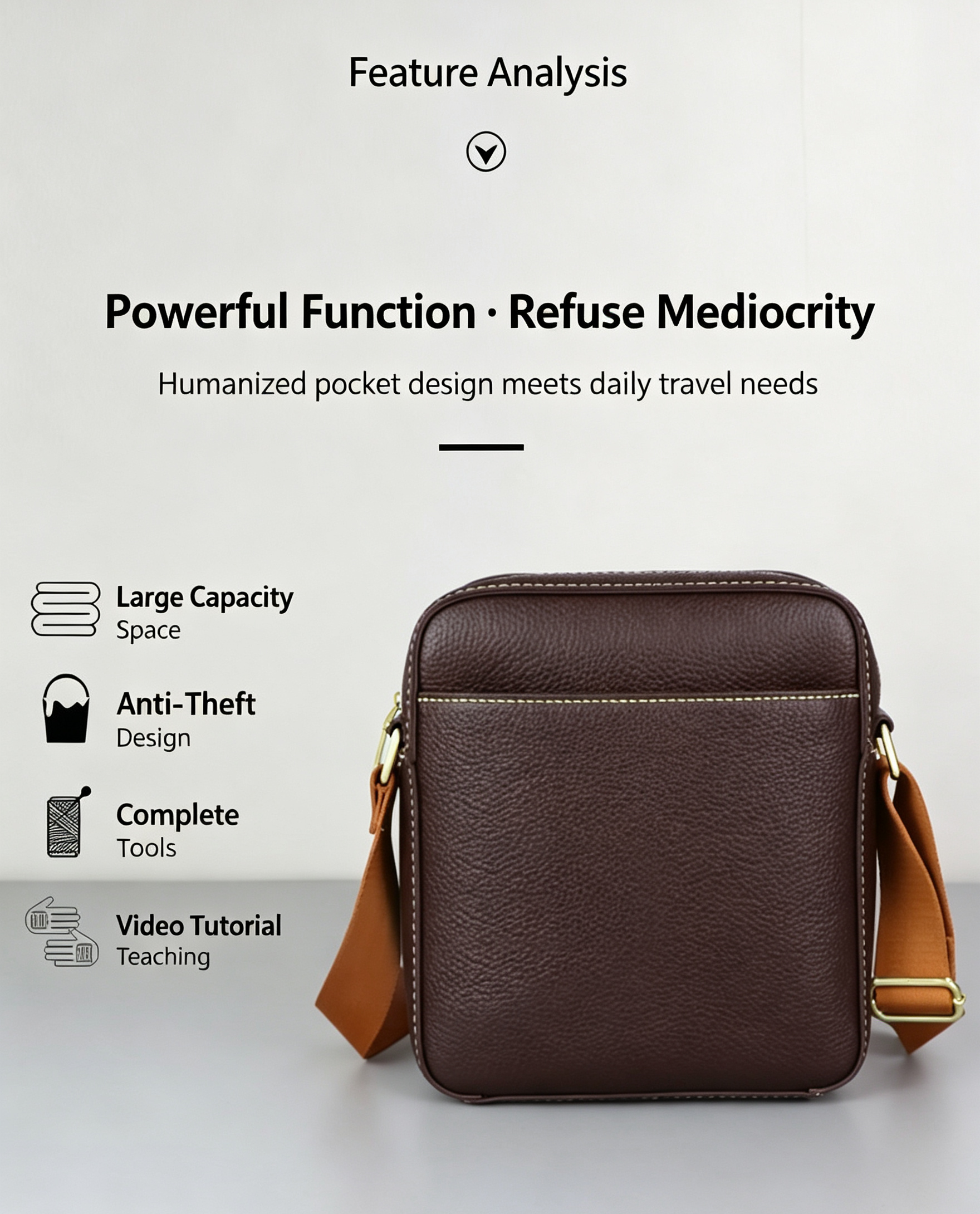 DIY Leather Crossbody Bag Kit for Beginners – Genuine Leather Shoulder Bag Making Set with Video Tutorial & Complete Materials