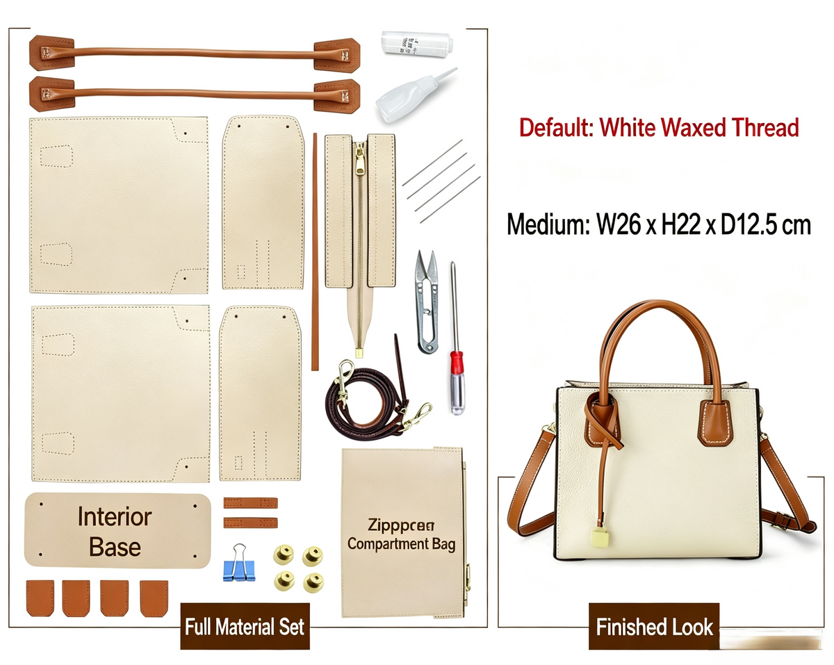 DIY Genuine Leather Shoulder Bag Kit for Beginners – Handmade Crossbody Purse Making Set with Video Tutorial & Complete Materials