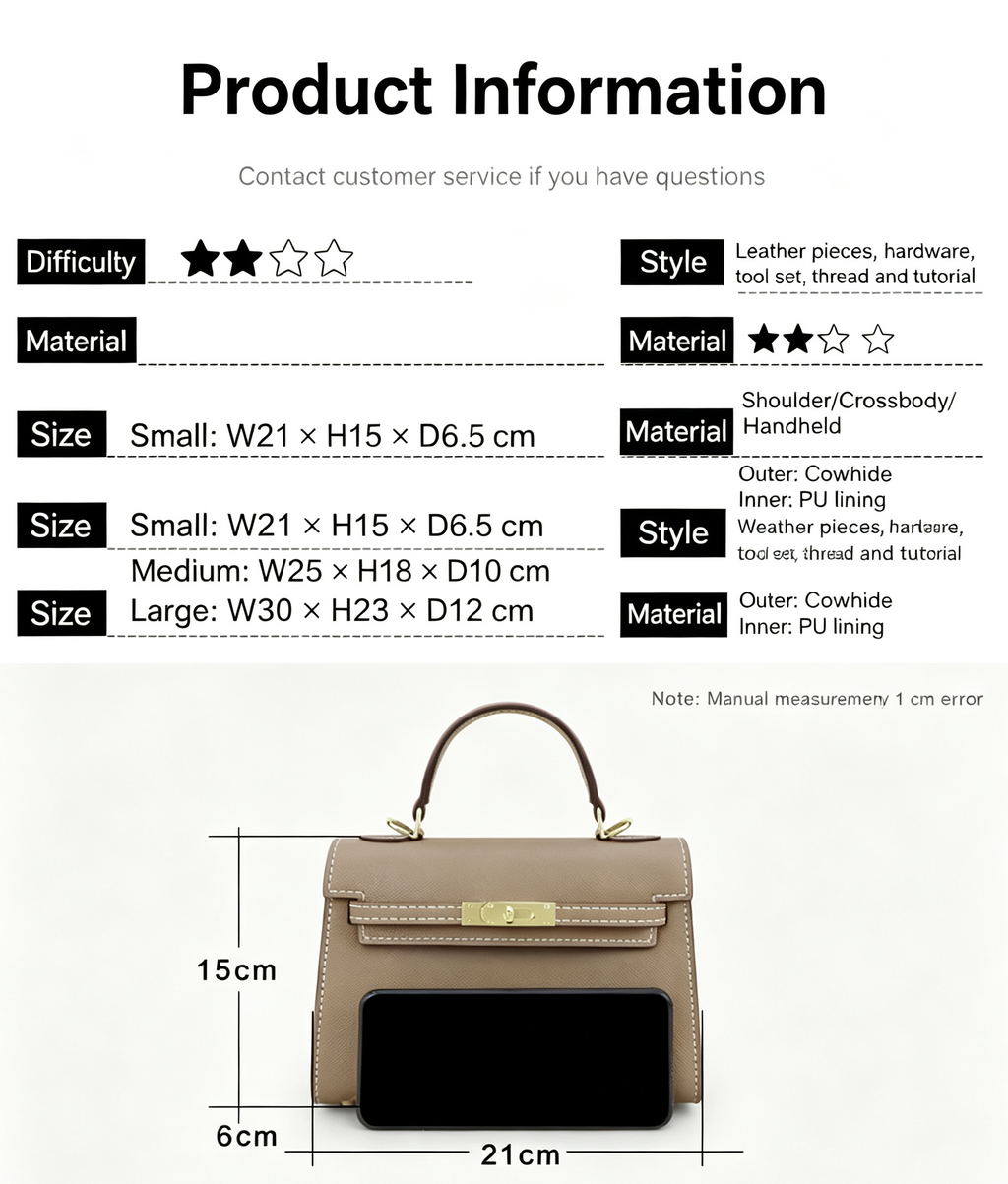 DIY Leather Shoulder Bag Kit – Beginner Crossbody & Handbag Making Kit