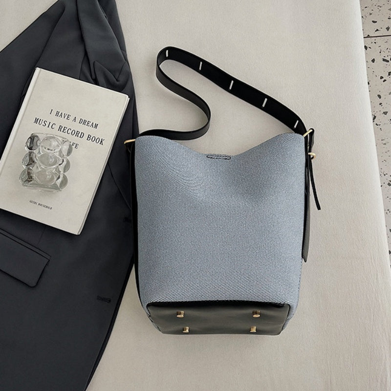 DIY Denim Shoulder & Tote Bag Kit for Beginners – Pre-Cut Sewing Craft Set with Video Tutorial, Handmade Canvas Denim Handbag DIY Kit
