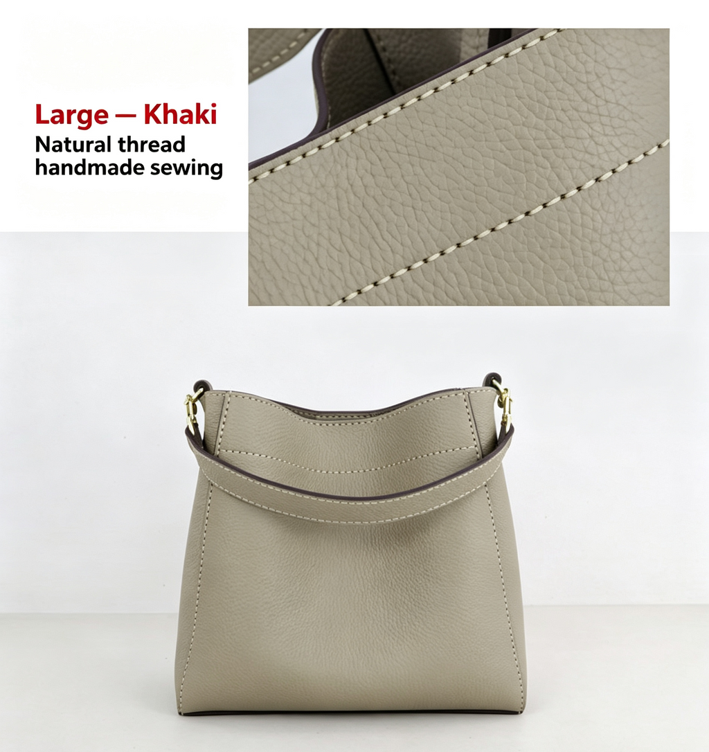 DIY Leather Bucket Bag Kit for Beginners – Genuine Leather Crossbody Purse Making Set with Video Tutorial & Complete Materials