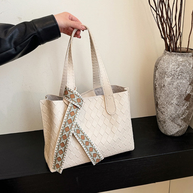 DIY PU Leather Tote Bag Kit for Beginners – Handmade Shoulder Handbag Sewing Kit with Pre-Cut Materials & Video Tutorial