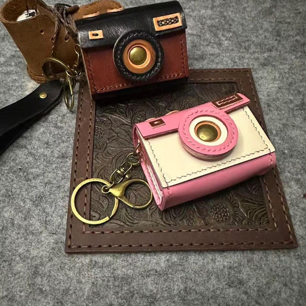 DIY Leather Earphone Case Kit – Handmade Cowhide Keychain Bag Craft Set for Beginners (Video Tutorial Included)