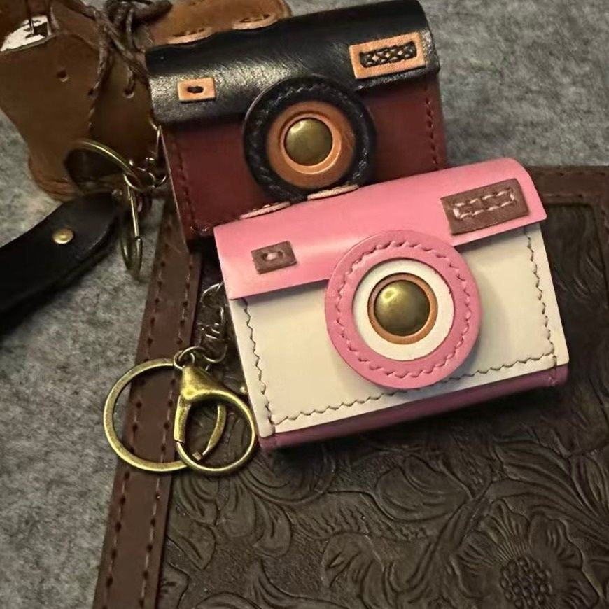 DIY Leather Earphone Case Kit – Handmade Cowhide Keychain Bag Craft Set for Beginners (Video Tutorial Included)