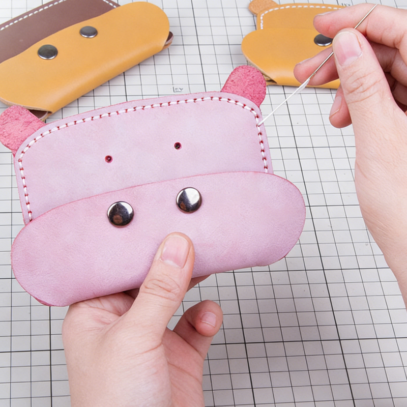 DIY Leather Card Holder Kit for Beginners – Handmade Waxed Leather Card Wallet with Video Tutorial & Complete Craft Set