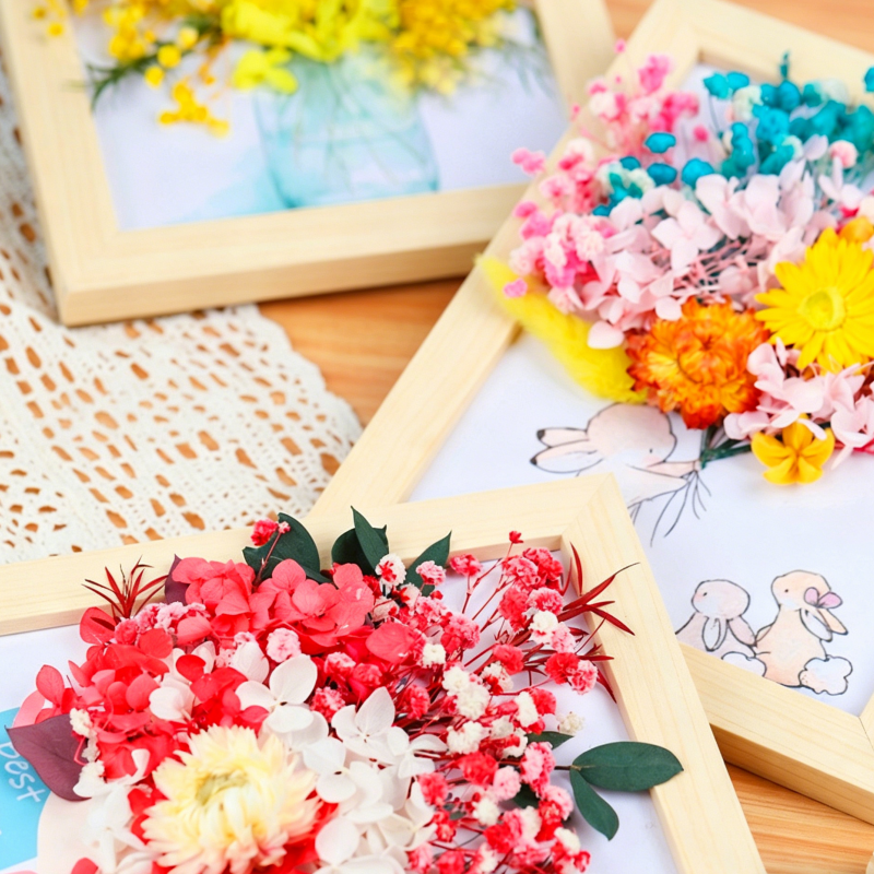 DIY Dried Flower Photo Frame Kit | Natural Preserved Flower Craft Set with Wooden Frame | Handmade Home Decor & Gift for Mother’s Day