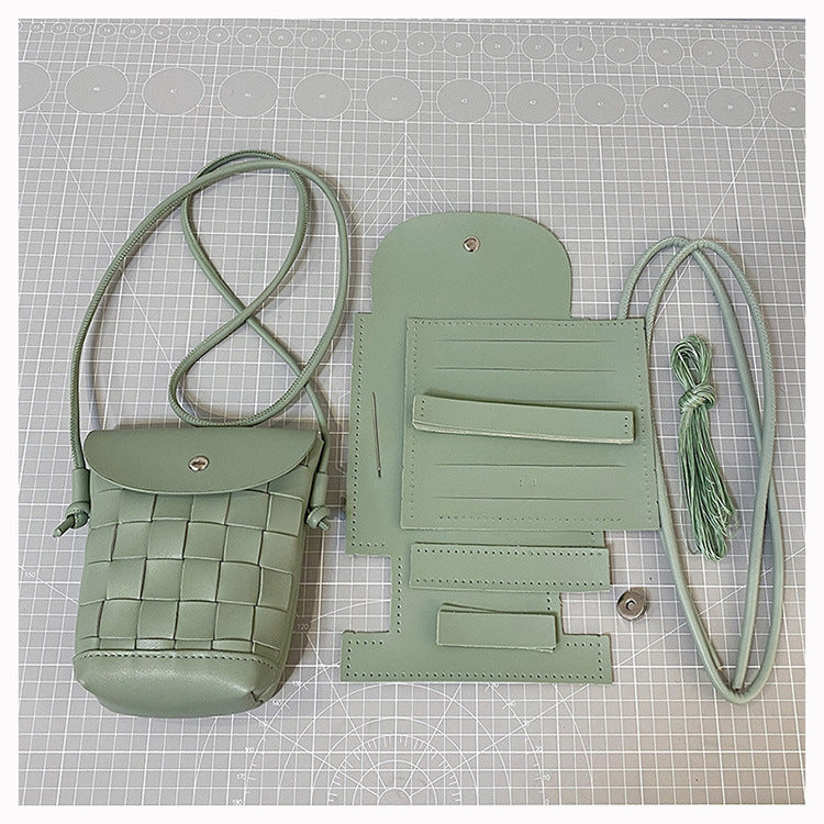 DIY Handmade Crossbody & Handbag Kit for Beginners – Pre-Cut PU Leather Sewing Set with Video Tutorial, Multi-Way Wear Gift Bag