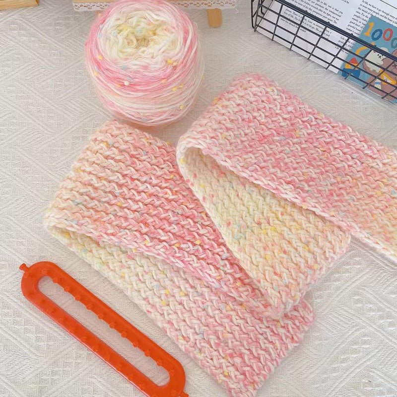 DIY Gradient Scarf Knitting Kit for Beginners – Easy Handmade Rainbow Scarf Set with Video Tutorial & Weaving Tool Included