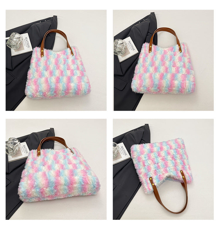 DIY Handmade Tote Bag Kit for Beginners – Pre-Cut Craft Sewing Kit with Video Tutorial, Colorful PU Leather Handbag DIY Set