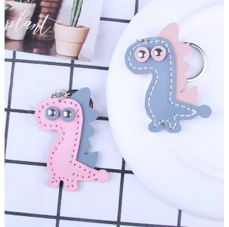 DIY Leather Dinosaur Keychain Kit – Handmade Cute Dino Charm Craft Set for Beginners