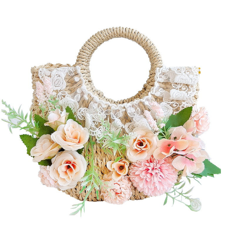 DIY Floral Straw Tote Bag Kit for Mother’s Day | Handmade Woven Handbag Craft Set with Artificial Flowers | Beginner Friendly 8-Minute DIY Gift Bag