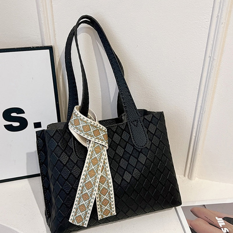 DIY PU Leather Tote Bag Kit – Handmade Shoulder Handbag Craft Kit for Beginners with Video Tutorial (Large Capacity Everyday Bag)