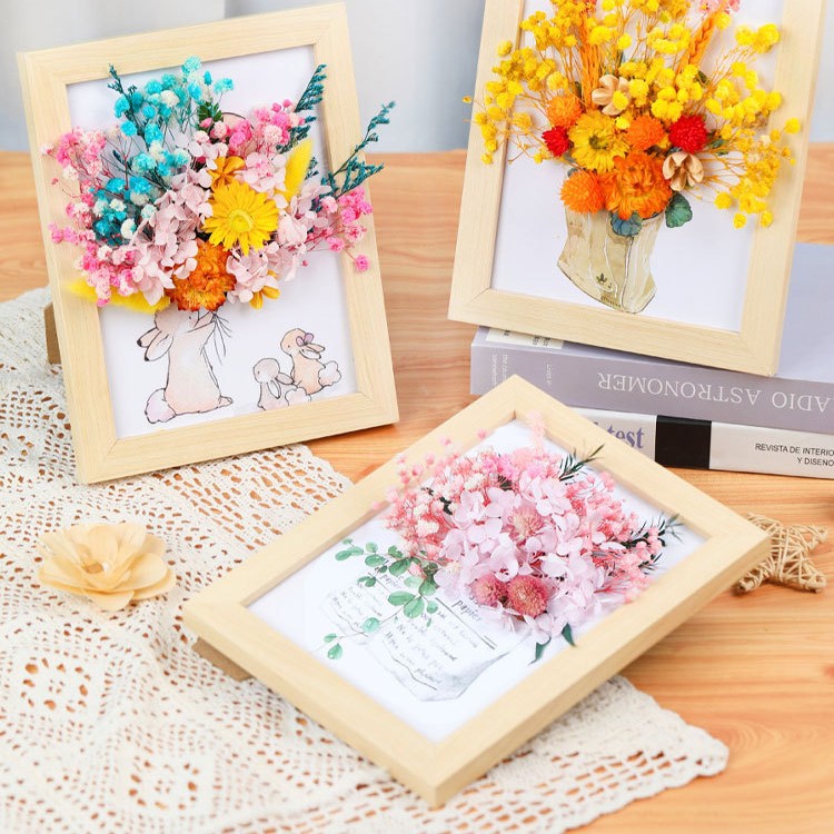 DIY Dried Flower Photo Frame Kit | Natural Preserved Flower Craft Set with Wooden Frame | Handmade Home Decor & Gift for Mother’s Day