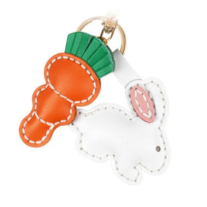 DIY Leather Bunny & Carrot Keychain Kit – Handmade Cute Animal Craft Set for Beginners