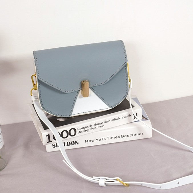 DIY Geometric Flap Genuine Leather Saddle Crossbody Bag Sewing Kit, Multi Color Adjustable Strap Shoulder Bag Handmade Craft Gift For Women