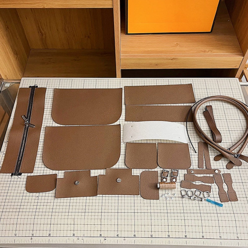 DIY PU Leather Tote Bag Kit for Beginners – Handmade Shoulder Handbag Sewing Kit with Pre-Cut Materials & Video Tutorial