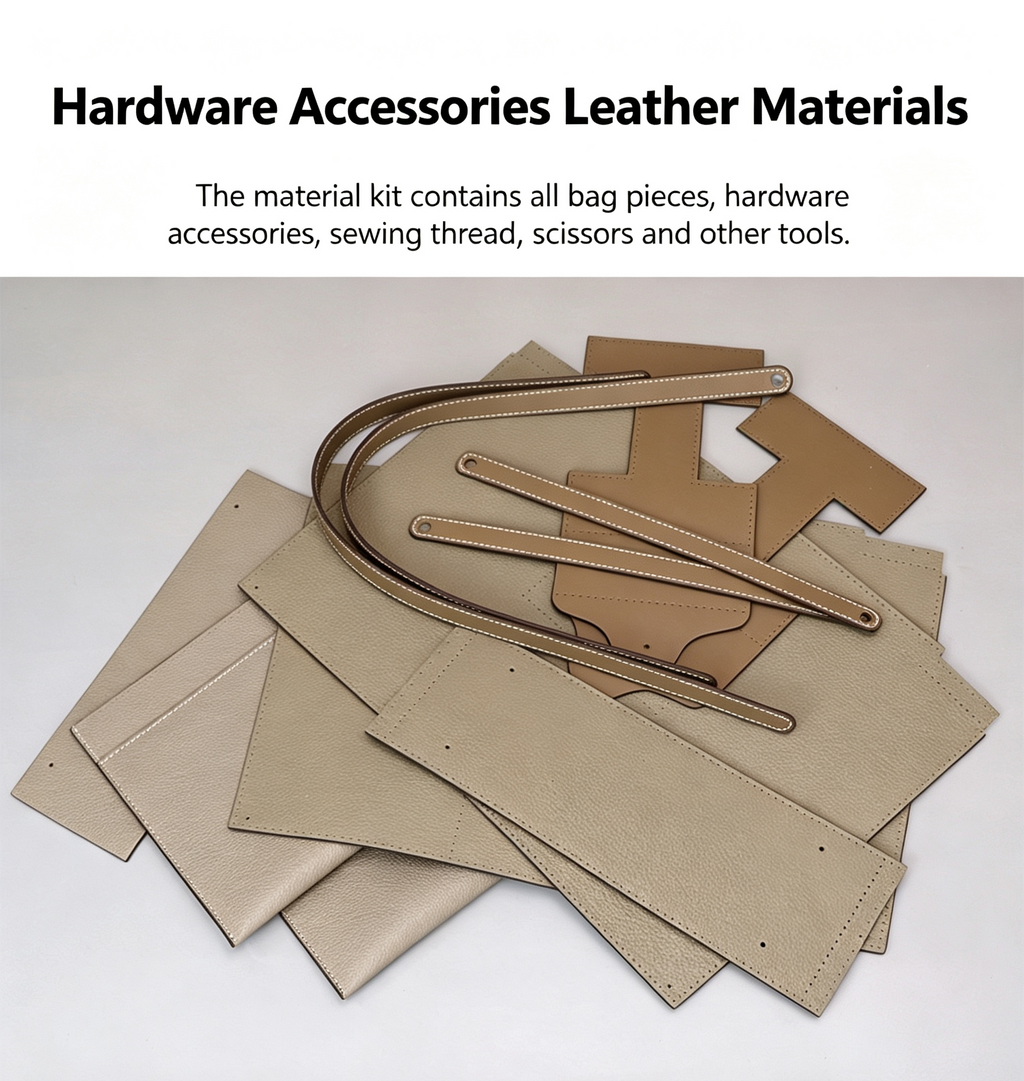 DIY Leather Shoulder Bag Kit – Beginner Large Top-Grain Cowhide Handbag