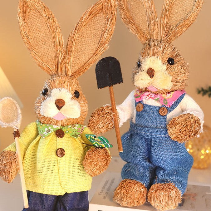 DIY Straw Bunny Craft Kit | Handmade Woven Rabbit Family Set | Spring Easter Home Decor & Mother’s Day Creative Gift
