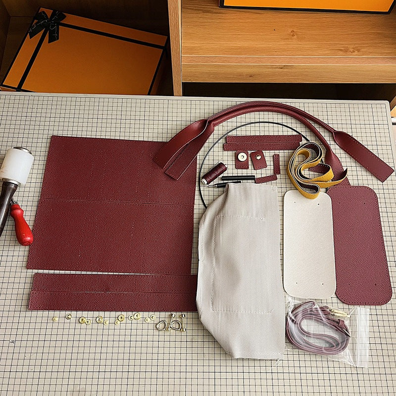 DIY PU Leather Handbag Kit for Beginners – Handmade Crossbody Shoulder Tote Bag Sewing Craft Set with Video Tutorial