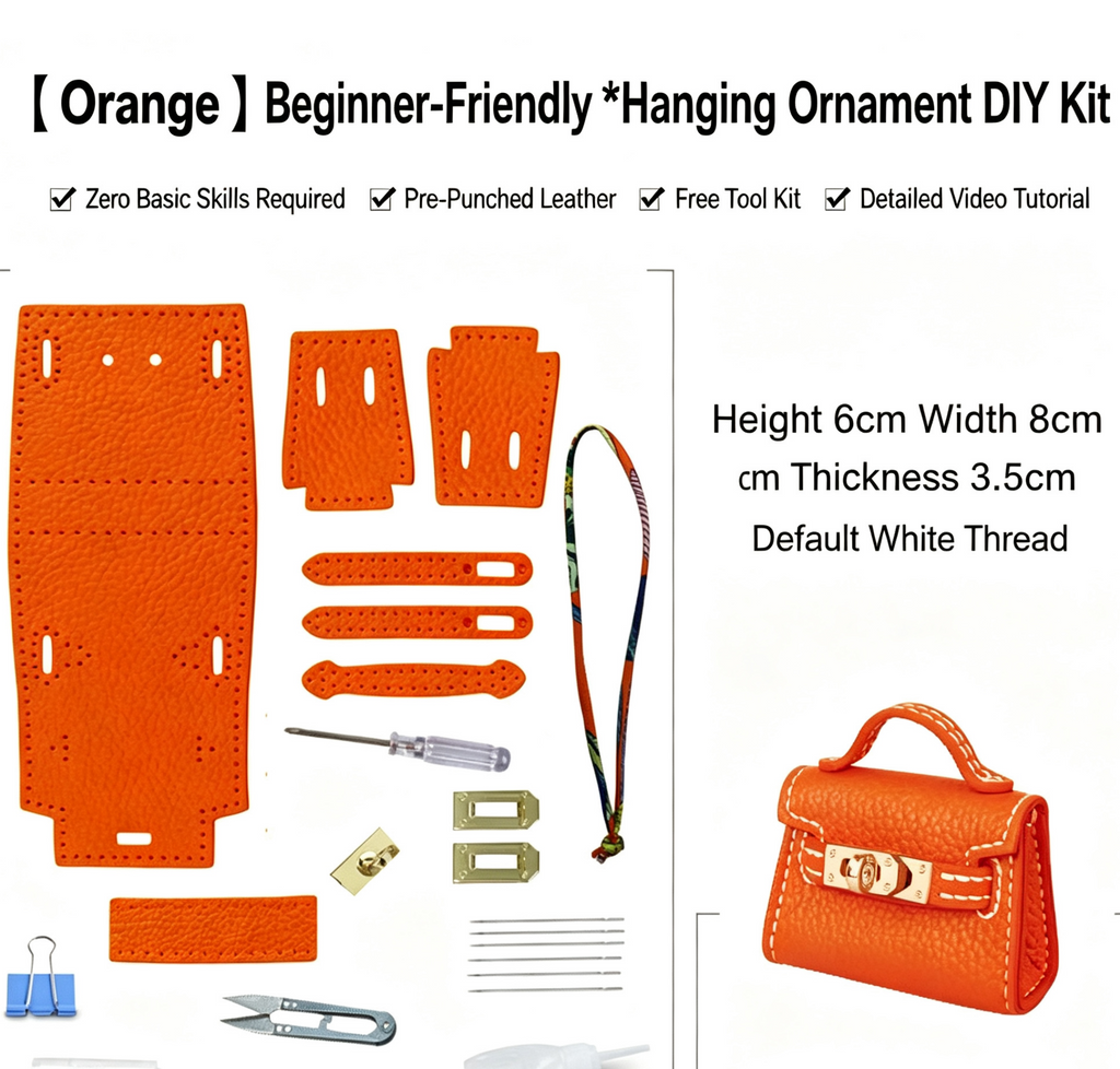 DIY Mini Leather Bag Charm Kit – Beginner Cowhide Bag Pendant & Handmade Gift