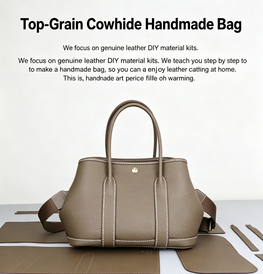 DIY Leather Handbag Kit – Beginner Top-Grain Cowhide Tote & Crossbody Bag