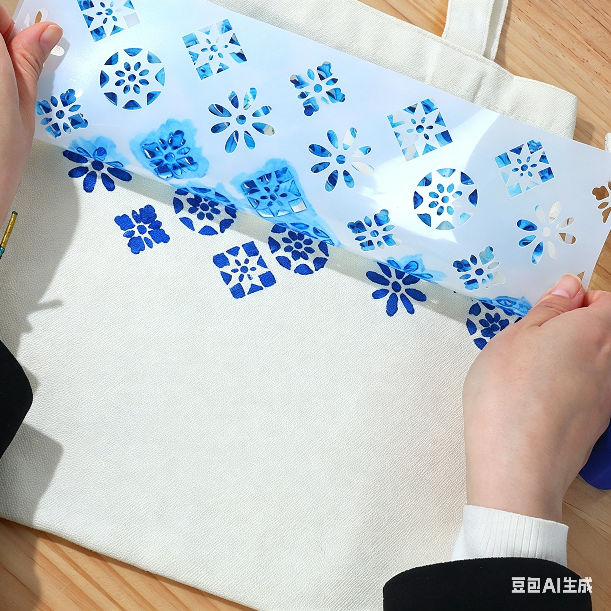 DIY Traditional Printing Canvas Tote Bag Kit – Non-Heritage Art Craft Set with Paint & Stencils